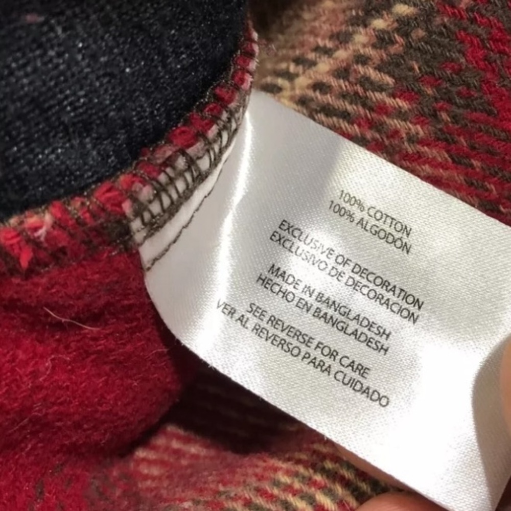 Heavyweight Cozy Flannel Shirt Jacket with side pockets Red Brown Tan Plaid - Picture 5 of 5